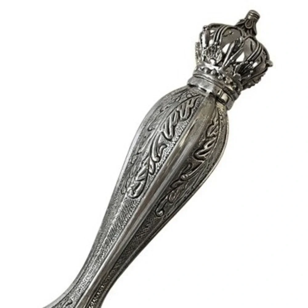 Martella Silver Challah Knife Ornate Crown Handle‎ Etched Hebrew Blade with Box